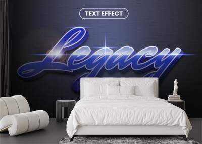 blue legacy text effect with realistic metal glow style editable font Wall mural