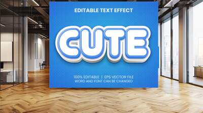 cute editable text with realistic blue style font effect Wall mural