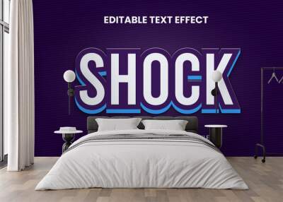 editable text effect with realistic purple, blue, and white shock style Wall mural