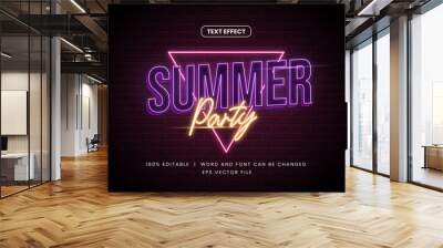 summer party editable text effect with neon glow style Wall mural