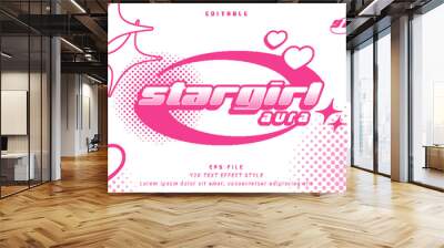 y2k star girl aura pink premium editable text effect with halftone for logo, poster, t-shirt, title template Wall mural