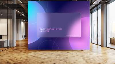 Colorful fluid gradient background with glass morphism. Vector template futuristic trendy design Banner Wall mural