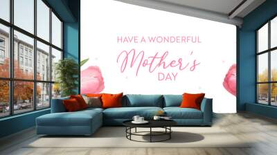 Mother Day Greeting card. Vector floral spring background. Realistic tulip flowers design for Mom Wall mural