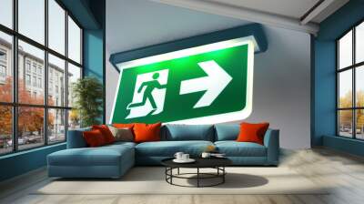 Emergency door escape light sign Wall mural