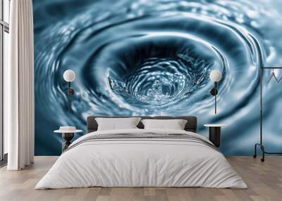 Water spiraling quickly down drain creates mesmerizing visual effect, showcasing dynamic movement and fluidity of water. ripples and reflections enhance beauty of this natural phenomenon Wall mural