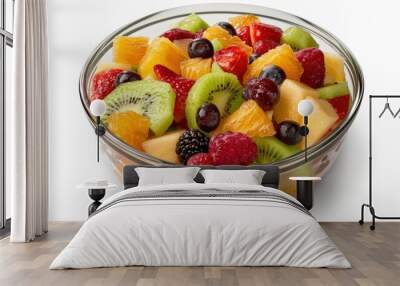 19. Freshly made fruit salad in a bowl on a white background Wall mural