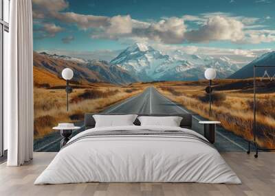 A road with a mountain in the background Wall mural