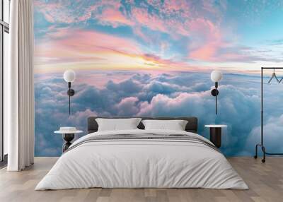 Colorful sky with clound pink,blue,green,gteal Wall mural