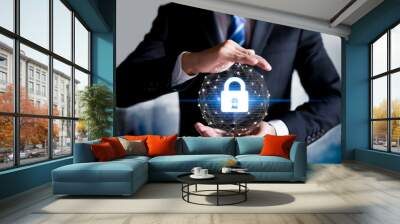 Cybersecurity and information technology security services concept. Wall mural