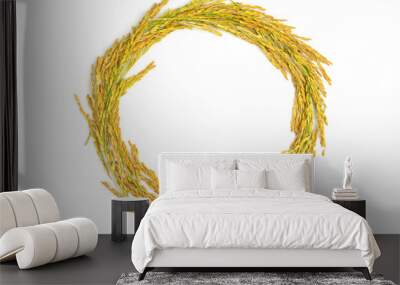 Ears of rice, paddy rice isolated on white background Wall mural