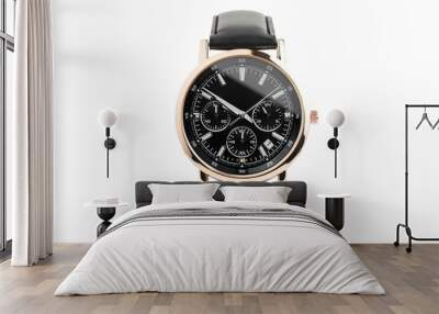 Luxury watch isolated on white background. With clipping path. Gold and black watch. Wall mural