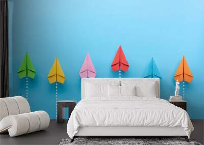 Paper plane on blue background, Business competition concept. Wall mural