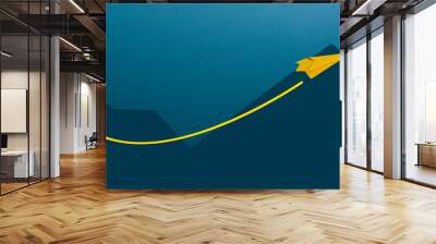 Yellow paper plane, Growth and successful concept. Wall mural