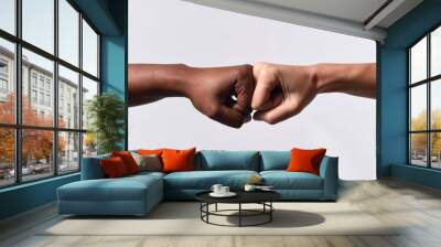 black african american and white caucasian hands racism concept Wall mural