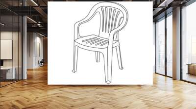 Hand drawn kids drawing Vector illustration plastic chair flat cartoon isolated Wall mural