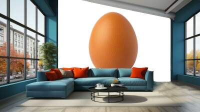 A single brown egg sits on a white background. Wall mural