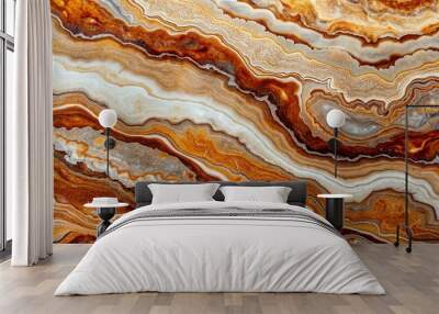 Abstract Onyx Stone Texture, Brown, White, Layered, Agate, Onyx, Stone Wall mural