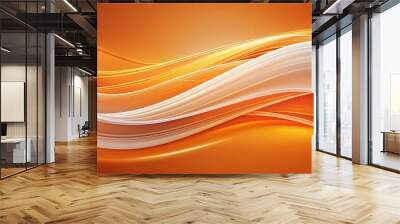 Abstract Orange and White Flowing Waves, abstract , wave , background , texture , design Wall mural