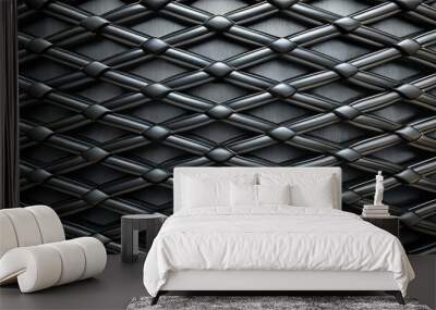 Black Interlocking Pattern A 3D Perspective of Shiny Interwoven Metal, texture, background, design, pattern Wall mural