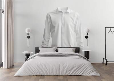 Long sleeve white dress shirt mockup isolated on white Wall mural