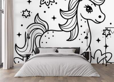  cute unicorn illustration for kids coloring book   Wall mural