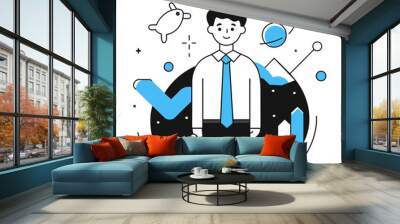 growing up business illustration of a man Wall mural