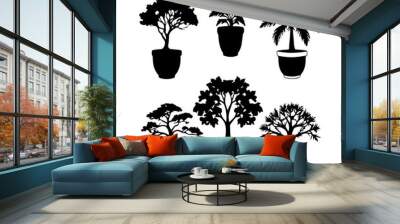 indoor tree pot vector design black silhouette logo Wall mural