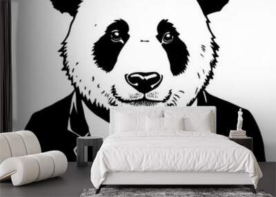 panda black vector design silhouette tattoo  Wall mural