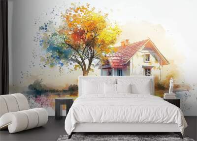 3d render of house on white background. Wall mural