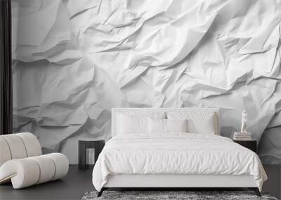 A white poster with a crumpled and creased texture, isolated against a white background, Wall mural