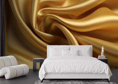 Abstract golden silk textile flowy background Wall mural