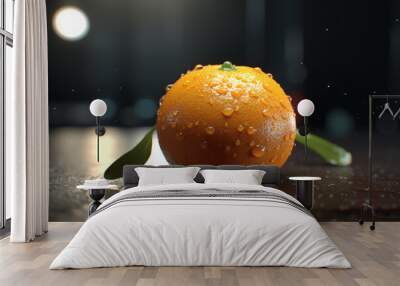 Fresh oranges on table Wall mural