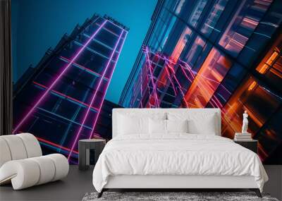 Futuristic Cityscape with Glowing Lines. Wall mural