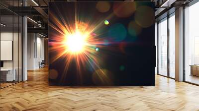 Lense flare overlay on black background design element
 Wall mural