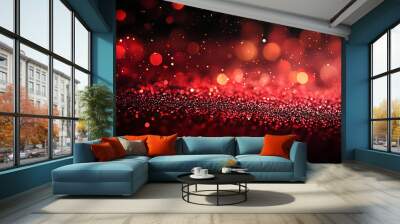 Red Dust Dance: An Abstract Illustration of Glitter and Glow Wall mural