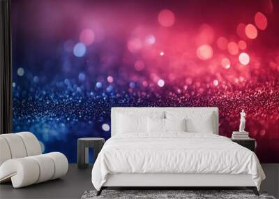 Red white and blue bokeh background Wall mural