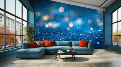 Rich royal blue glitter background with deep color saturation and twinkling lights, perfect for elegant gift wrapping Wall mural