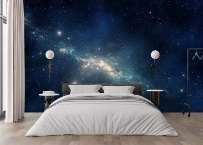 Space scene with red star and blue star in the galaxy. Panorama. Universe filled with stars, nebula and galaxy, Wall mural