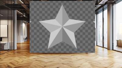 Five silver stars set. Five stars customer product rating. Vector illustration isolated on transparent background Wall mural