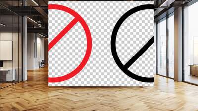 Set of ban signs. Circle sign stop entry and slash line. Vector illustration isolated on transparent background Wall mural