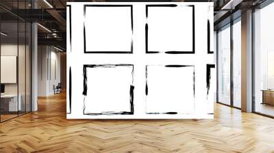 Set of black grunge frames. Vector illustration isolated on white background Wall mural