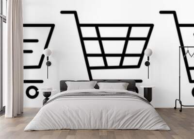 Shopping cart outline icons set. Vector illustration isolated on white background Wall mural