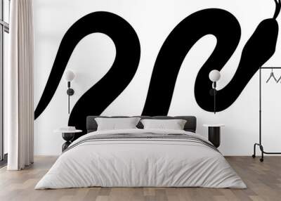 Snake silhouette illustration on white background Wall mural