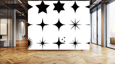 Sparkle star icons set Wall mural