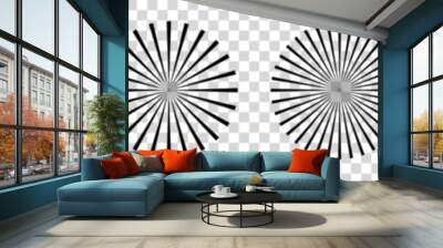 Sunburst element radial stripes. Vector illustration isolated on transparent background Wall mural