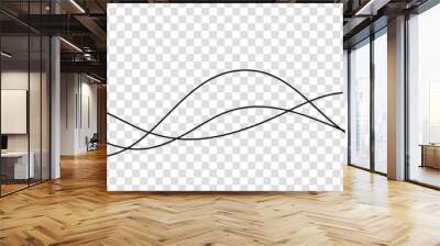 Thin line wavy background. Vector illustration isolated on transparent background Wall mural