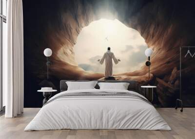 The Christian Resurrection, resurrection of Jesus. Generative AI. Wall mural