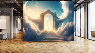 The gates of heaven that wait after death. Generative AI Wall mural