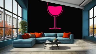 Pink wine glass. Black background. Wall mural