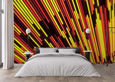 Background abstract red-yellow brick cube moving slow. Wall mural